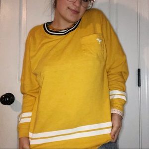 pink jersey style pullover sweatshirt